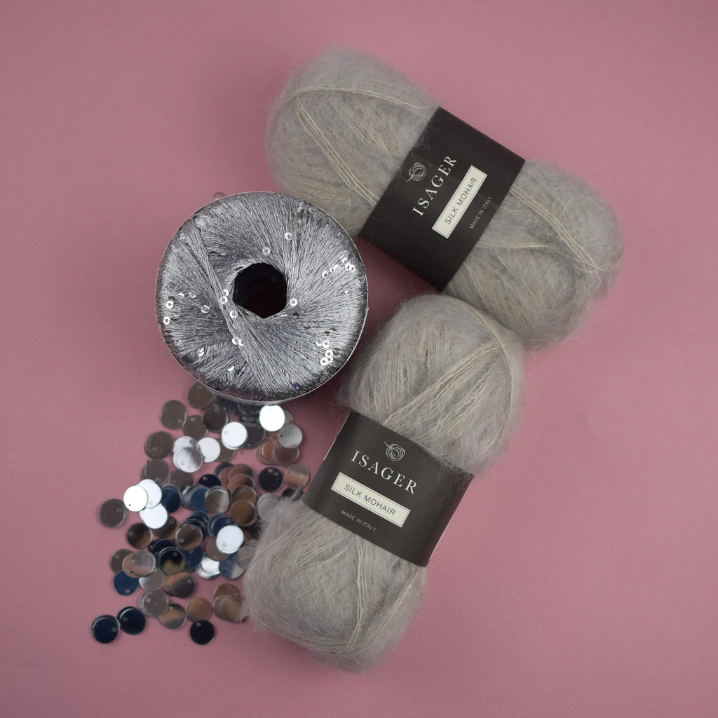 Kit de Tejido Cárdigan "The Night 2.0" de Pope Vergara <br> Versión Plateada - Elegir Color