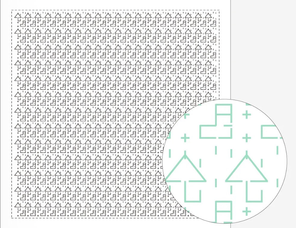 Sashiko Sampler / Tela Blanca 100% Algodón con Diseño Sashiko <br> Distintos Diseños