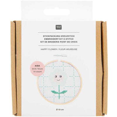 Mini Kit de Bordado Punto Cruz  Happy Flower