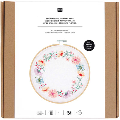 Kit de Bordado Punto Cruz  Flower Wreath