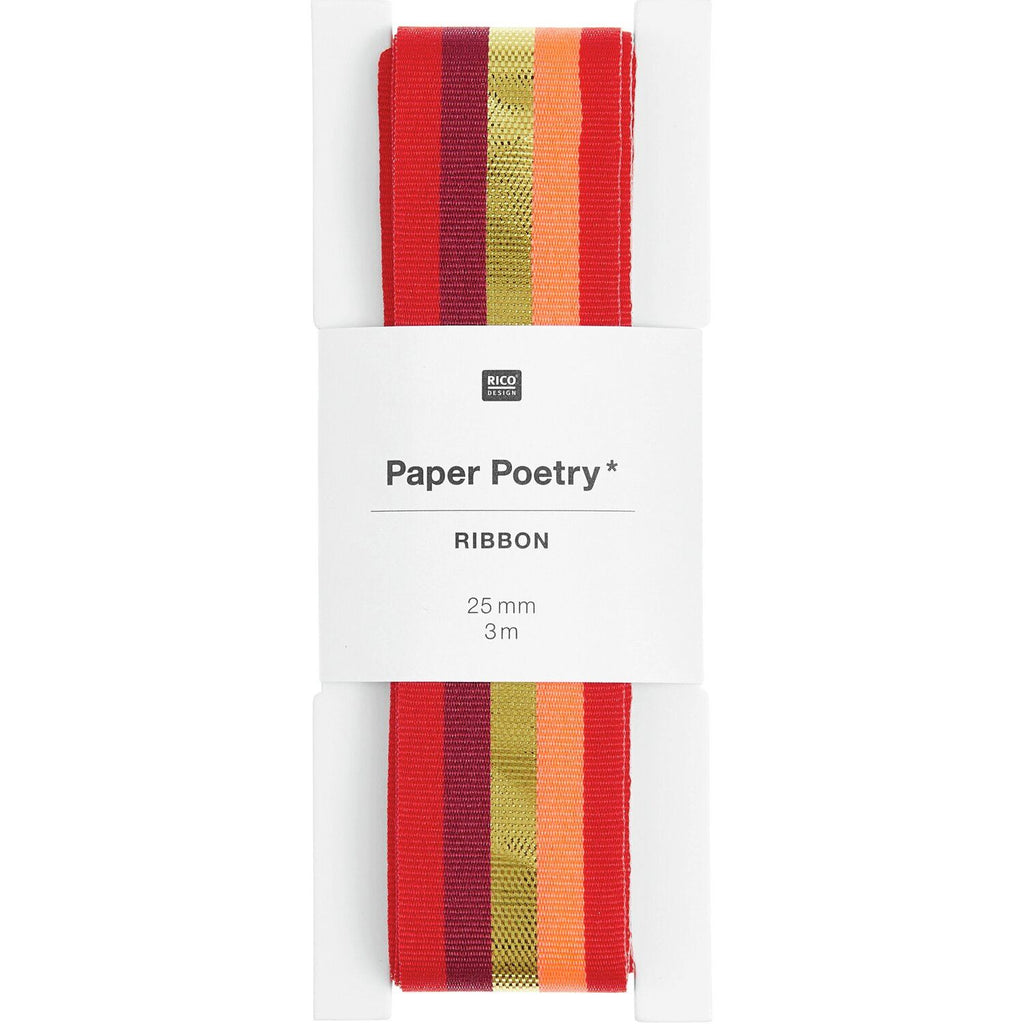 Cinta Poliéster <br> Multicolores Rojo/Dorado - 25mm Ancho