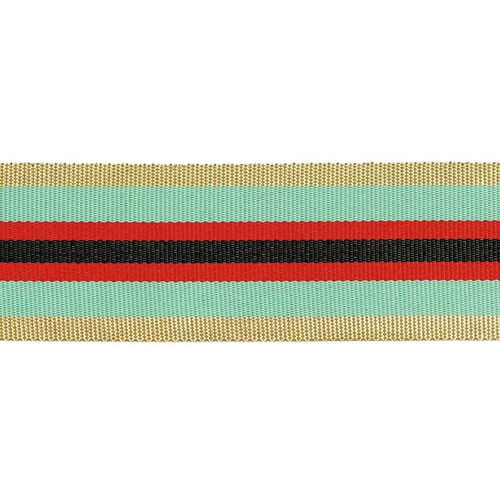 Cinta Poliéster <br> Rayas Gold/Green/Red - 38mm Ancho
