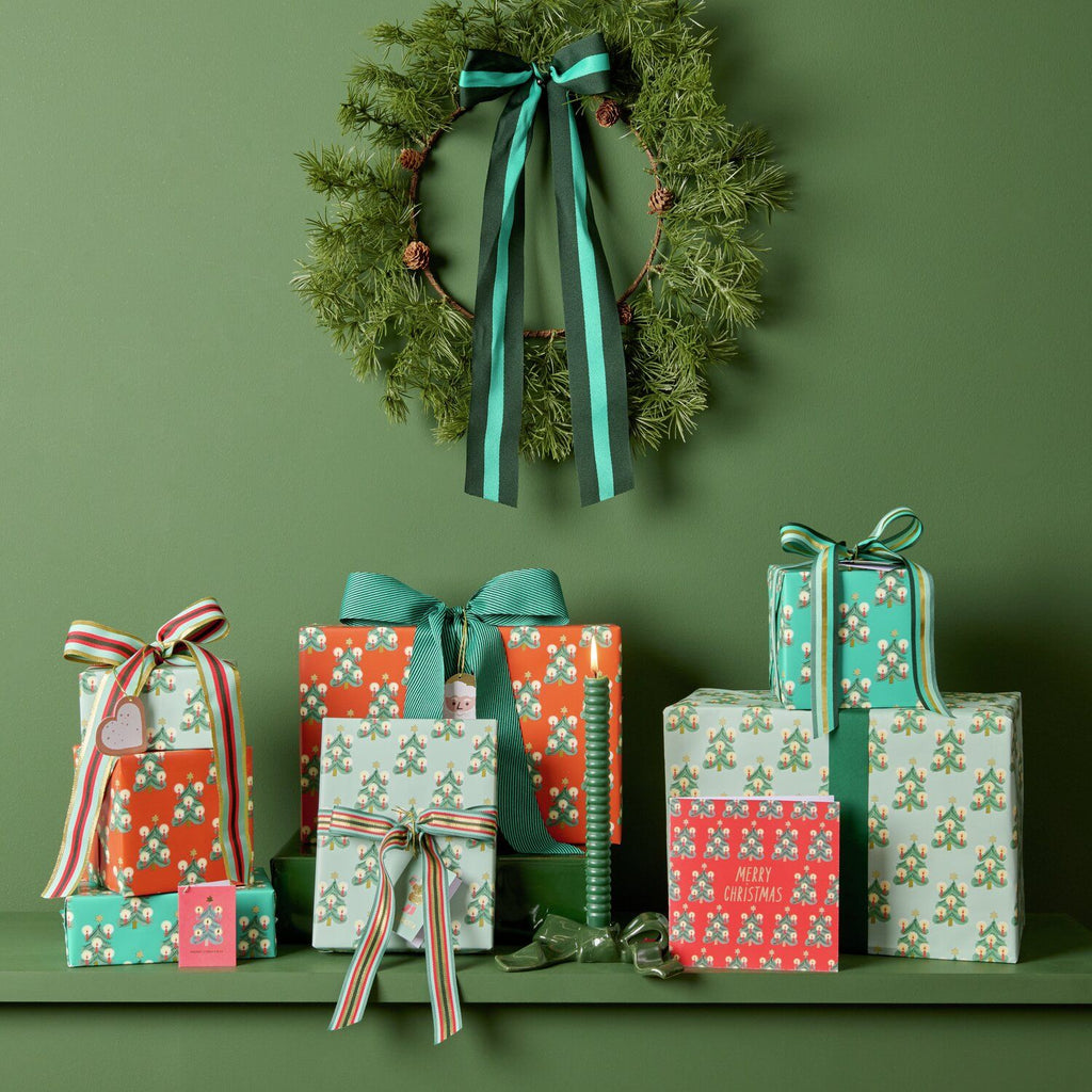 Cinta Multirayas <br> Verde/Rojo/Dorado - 13mm