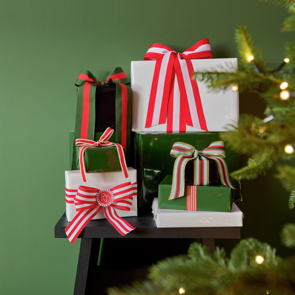 Cinta Poliéster <br> Rayas Red/Green - 58mm Ancho