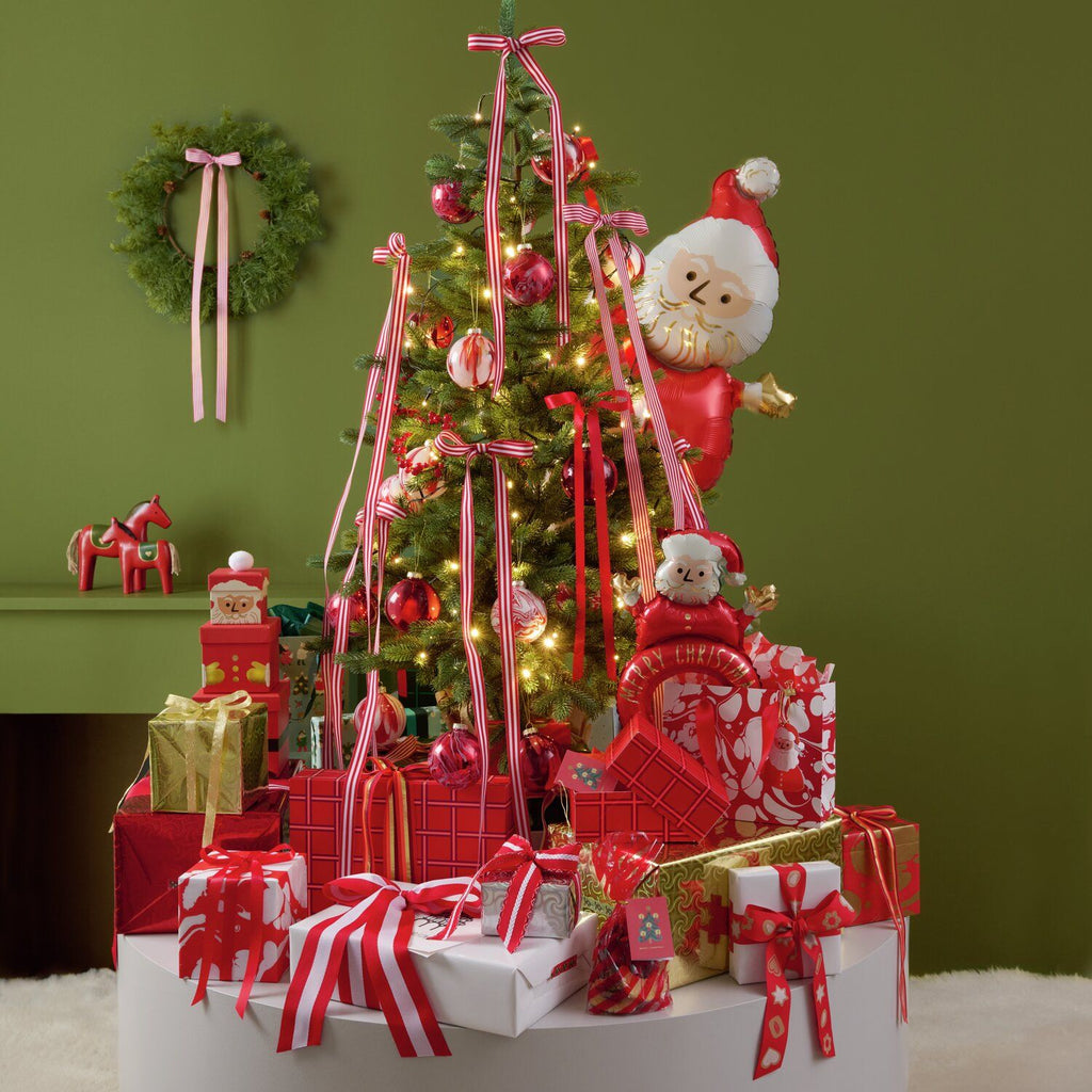 Cinta Poliéster <br> Rayas Dobles Red/Cream 25mm Ancho