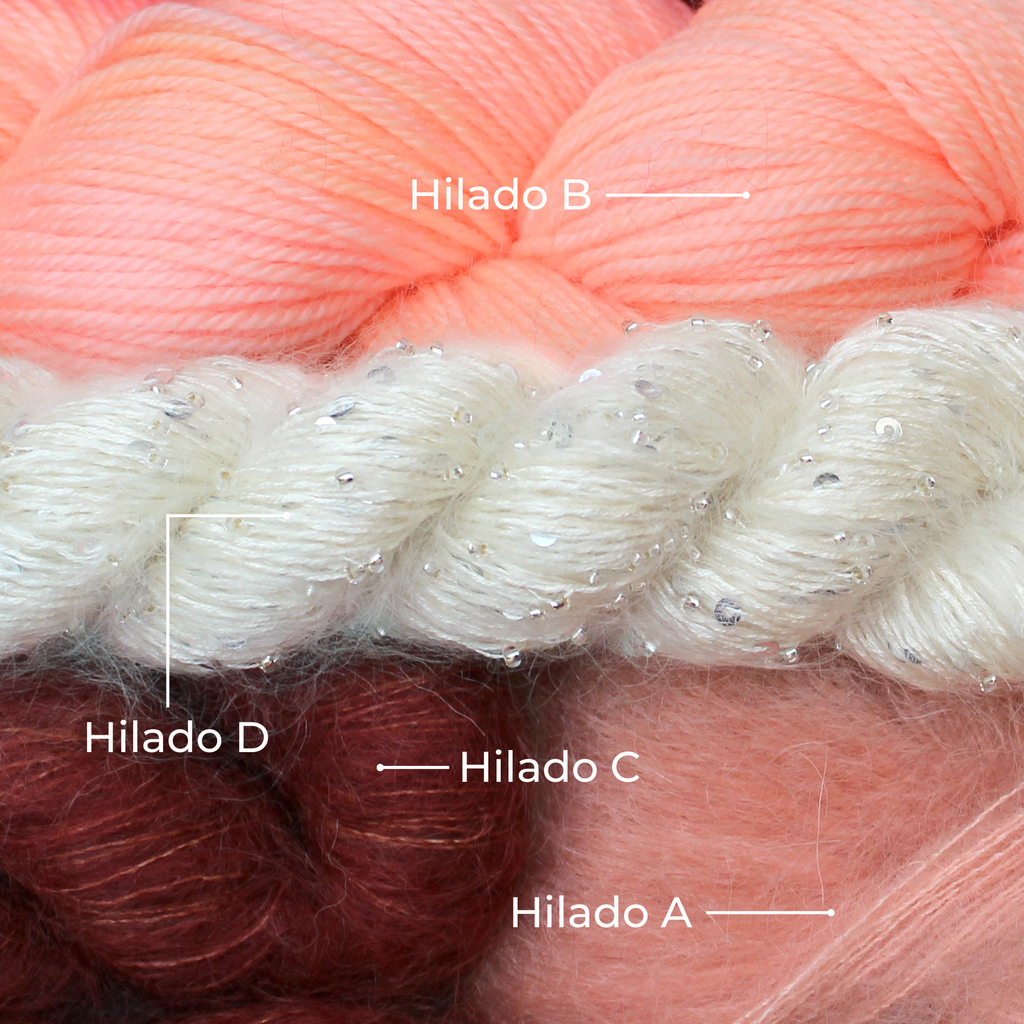 Kit de Hilados "Ethereal Glow Stole" de Pope Vergara <br> Versión Fingering - Elegir Color