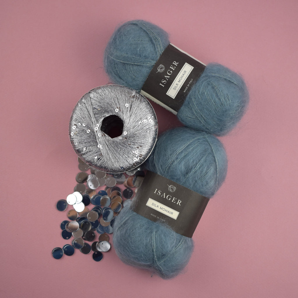 Kit de Tejido Cárdigan "The Night 2.0" de Pope Vergara <br> Versión Plateada - Elegir Color