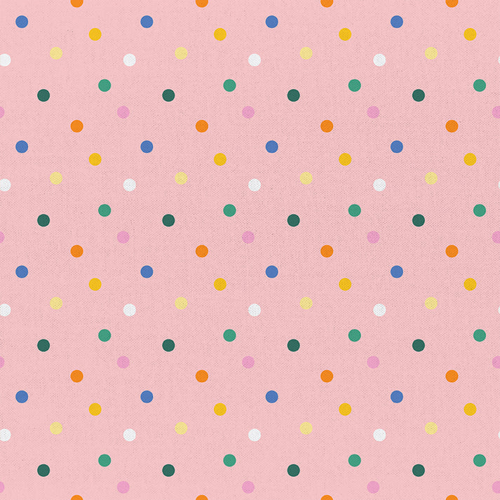 Tela Popelina "Picnic/ Puntos Rosada" (100% Algodón)<br>De Corte, 110cm de ancho