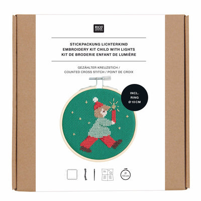 Kit de Bordado Punto Cruz (S)  Niño con Luz