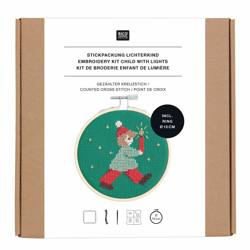 Kit de Bordado Punto Cruz (S) <br> Niño con Luz