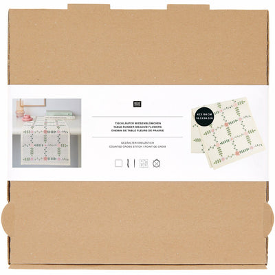 Kit de Bordado Punto Cruz  Camino de Mesa con Flores Silvestres