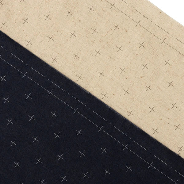 Tela Algodón-Lino con Diseño Sashiko "Hidamari" <br> Crosses 98906-12