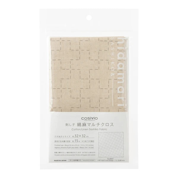 Tela Algodón-Lino con Diseño Sashiko "Hidamari" <br> Crosses-2 Crudo 98907-12