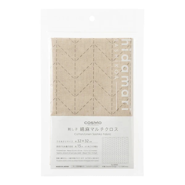 Tela Algodón-Lino con Diseño Sashiko "Hidamari" <br> Sugiaya Crudo 98908-12