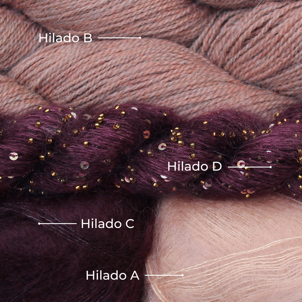 Kit de Hilados "Ethereal Glow Stole" de Pope Vergara <br> Versión Fingering - Elegir Color