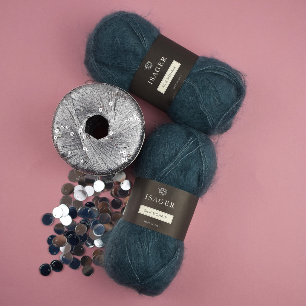 Kit de Tejido Cárdigan "The Night 2.0" de Pope Vergara <br> Versión Plateada - Elegir Color