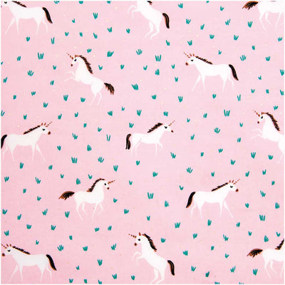 Tela Popelina, Rose, Unicorn, Hot Foil (100% Algodón)  De corte, 140 cm de Ancho