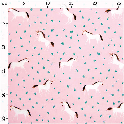 Tela Popelina, Rose, Unicorn, Hot Foil (100% Algodón)  De corte, 140 cm de Ancho