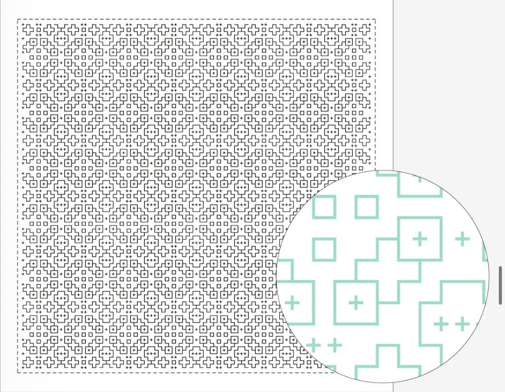 Sashiko Sampler / Tela Blanca 100% Algodón con Diseño Sashiko <br> Distintos Diseños