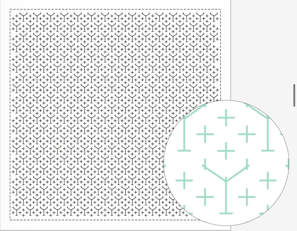 Sashiko Sampler / Tela Blanca 100% Algodón con Diseño Sashiko <br> Distintos Diseños