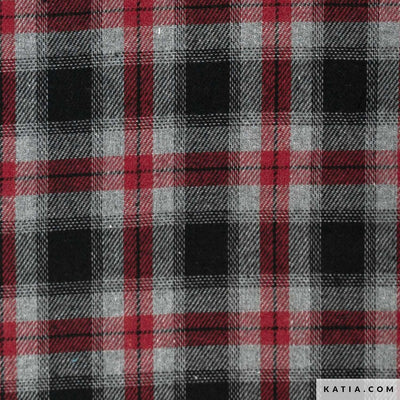 Tela Viyela Scotch Red and Graphite (65% Poliéster, 35% Algodón) De Corte, 145 cm de ancho