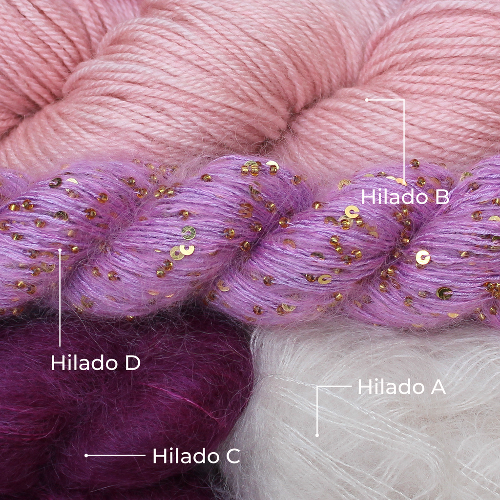 Kit de Hilados "Ethereal Glow Stole" de Pope Vergara <br> Versión Fingering - Elegir Color