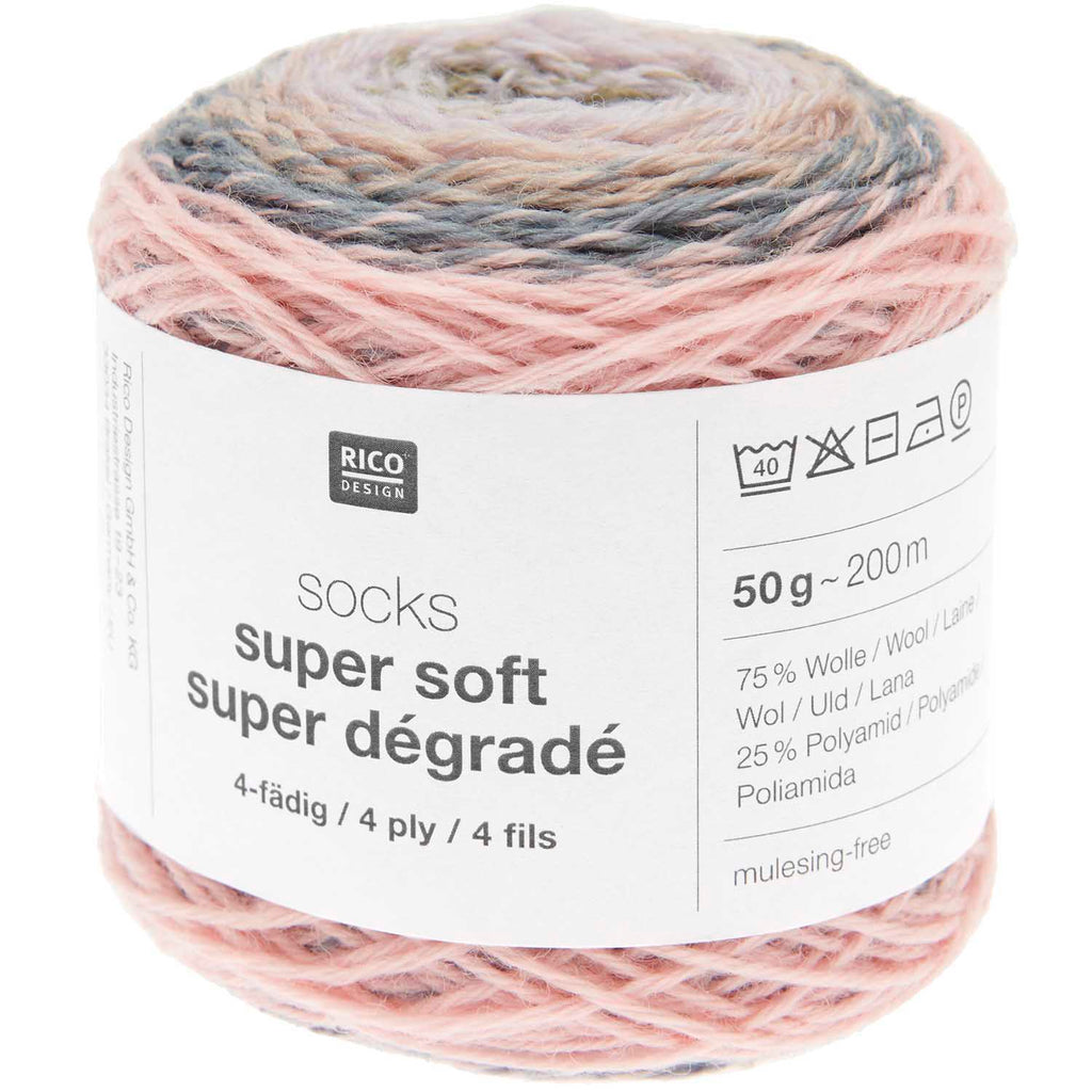 Socks Super Soft Super Dégradé 4 ply  <br> (75% Lana superwash / 25% nylon)