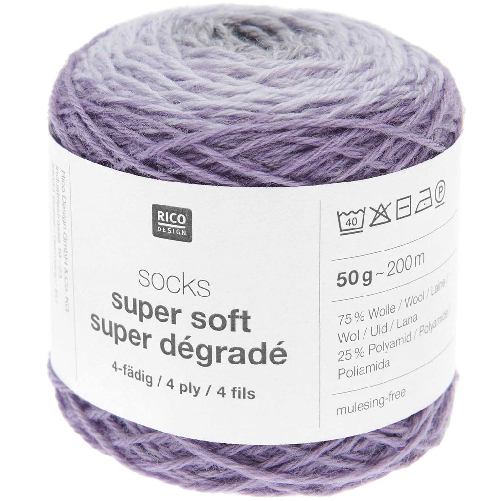 Socks Super Soft Super Dégradé 4 ply  <br> (75% Lana superwash / 25% nylon)