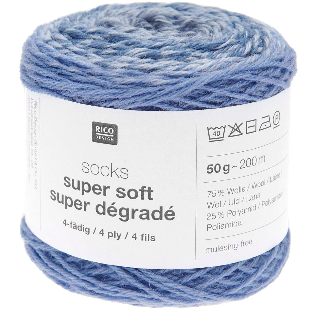 Socks Super Soft Super Dégradé 4 ply  <br> (75% Lana superwash / 25% nylon)