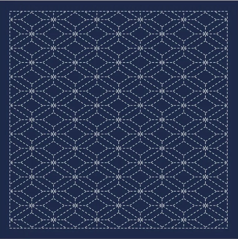 Sashiko Sampler / Tela Azul 100% Algodón con Diseño Sashiko <br> Distintos Diseños