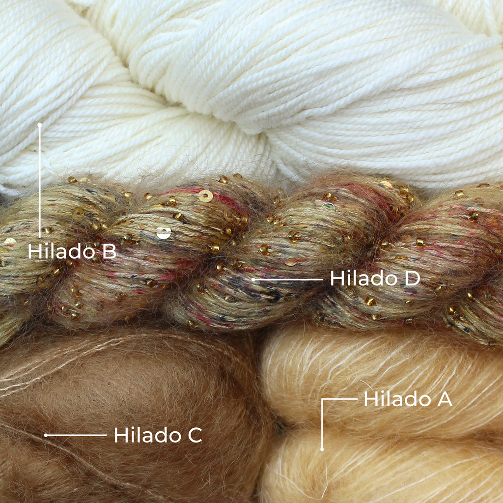 Kit de Hilados "Ethereal Glow Stole" de Pope Vergara <br> Versión Fingering - Elegir Color