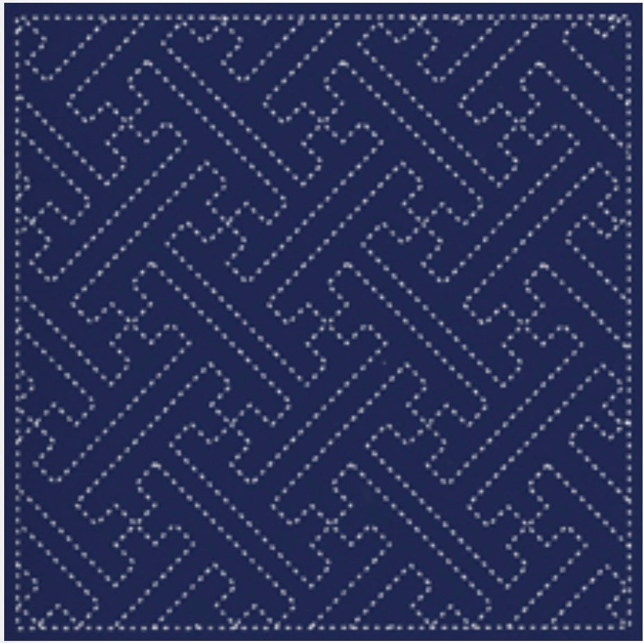 Yume Fukin Navy / Tela 100% Algodón con Diseño Sashiko <br> 210