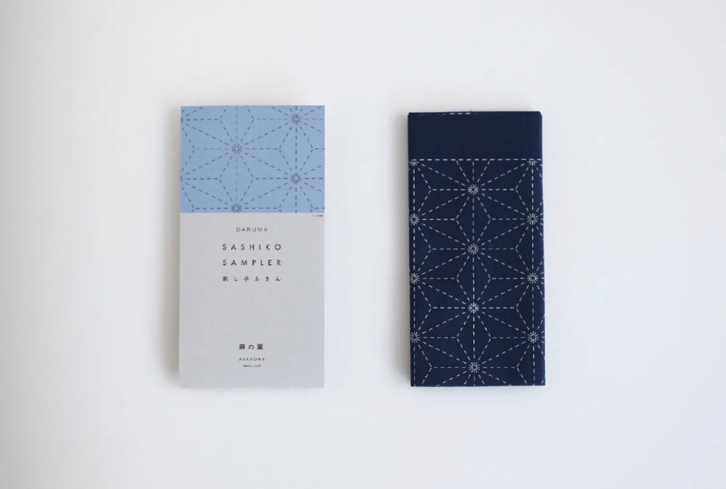 Sashiko Sampler / Tela Azul 100% Algodón con Diseño Sashiko <br> Distintos Diseños