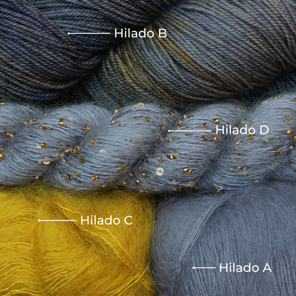 Kit de Hilados "Ethereal Glow Stole" de Pope Vergara <br> Versión Fingering - Elegir Color