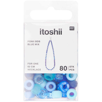 Pack de Mostacillas Ponii Beads  Blue Mix 80 pcs