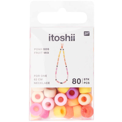 Pack de Mostacillas Ponii Beads  Fruit Mix 80 pcs