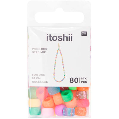 Pack de Mostacillas Ponii Beads  Star Mix 80 pcs