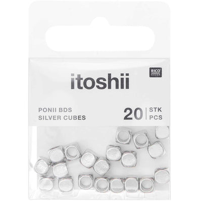 Pack de Mostacillas Ponii Beads  Cubes Silver 20 pcs