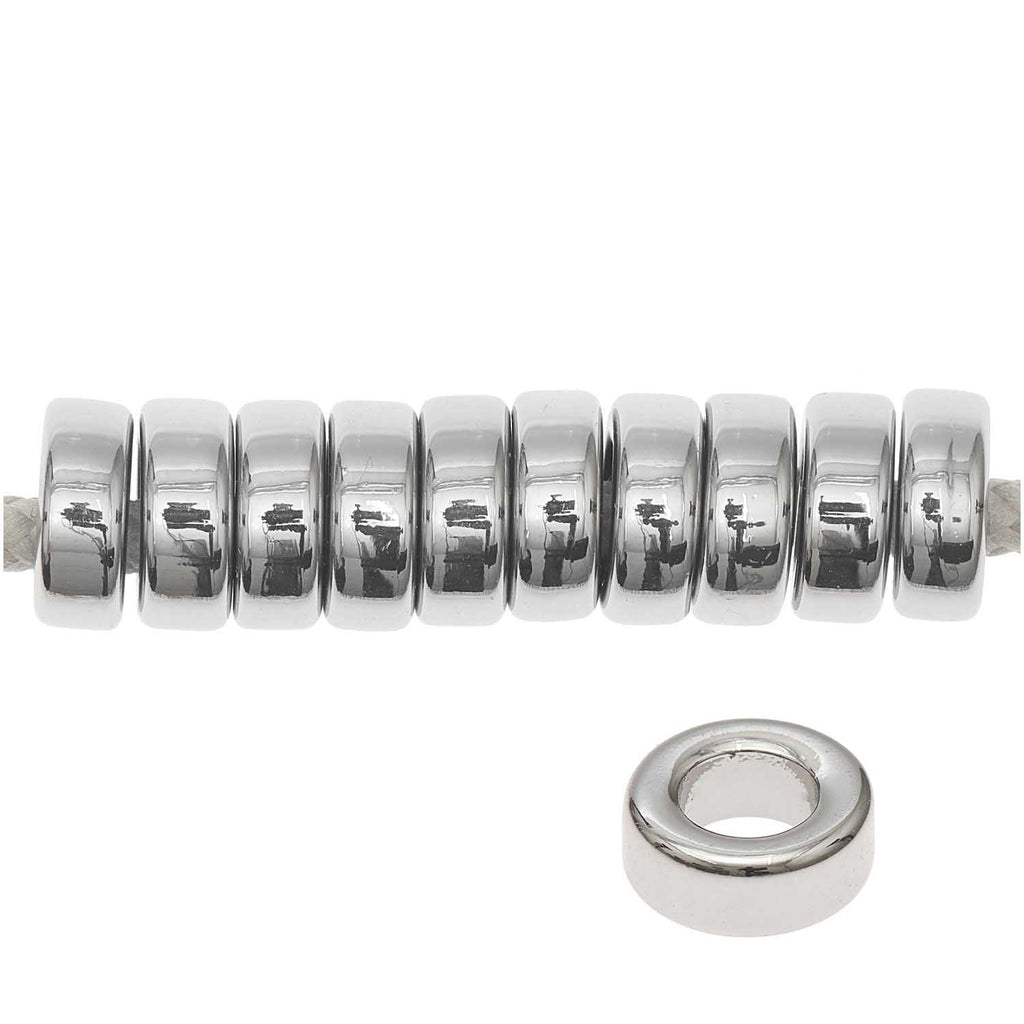 Pack de Mostacillas Ponii Beads <br> Rings Flat Silver 10 pcs