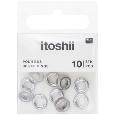 Pack de Mostacillas Ponii Beads  Rings Flat Silver 10 pcs