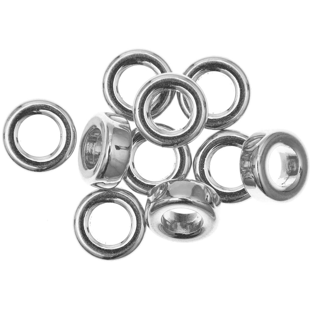Pack de Mostacillas Ponii Beads <br> Rings Flat Silver 10 pcs