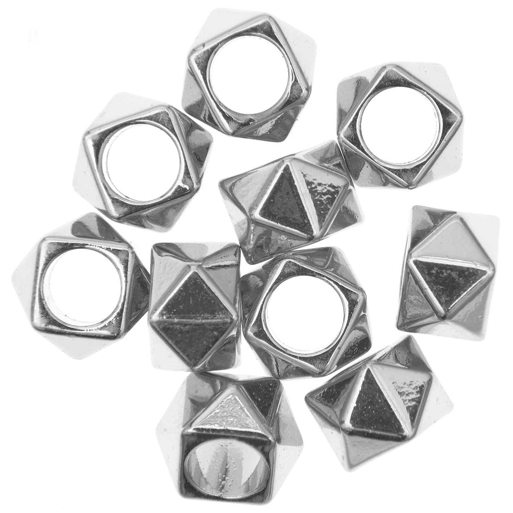 Pack de Mostacillas Ponii Beads <br> Polygons Silver 10 pcs