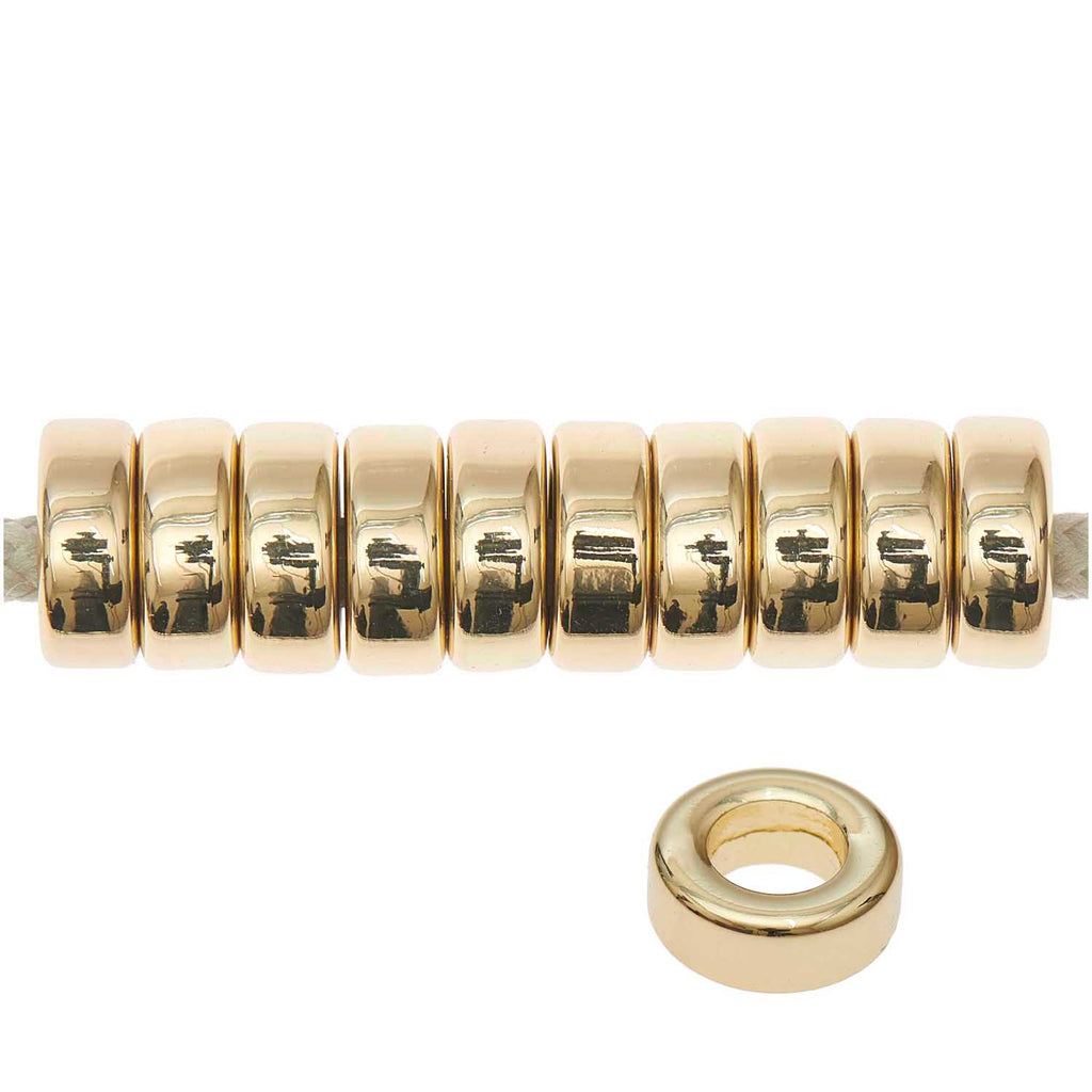 Pack de Mostacillas Ponii Beads <br> Rings Flat Gold 10 pcs