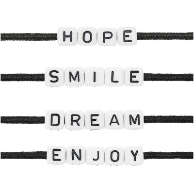 Pack de Mostacillas Ponii Beads  Cube Bead White (Hope/Smile/Dream/Enjoy)