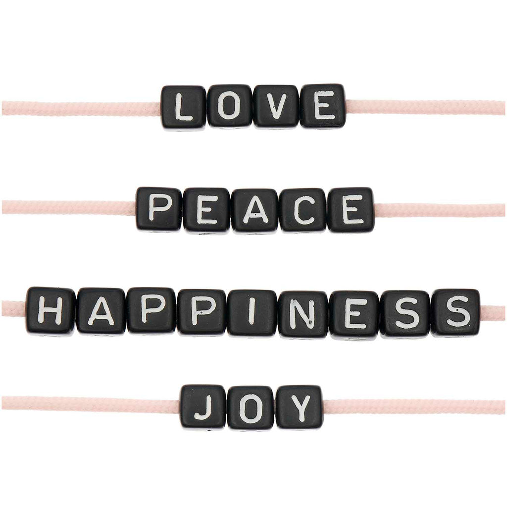 Pack de Mostacillas Ponii Beads <br> Cube Bead Black (Love/Peace/Happiness/Joy)