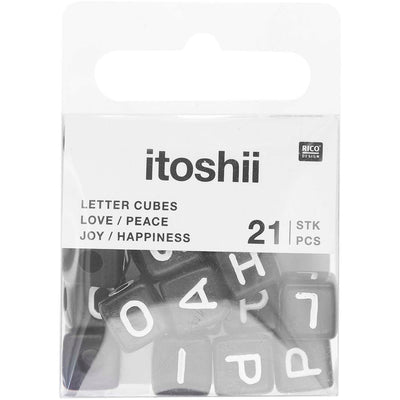 Pack de Mostacillas Ponii Beads  Cube Bead Black (Love/Peace/Happiness/Joy)