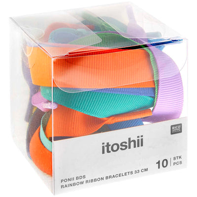 Pack de Pulseras de Cintas  Rainbow Grosgrain Ribbon Bracelets 10 pcs