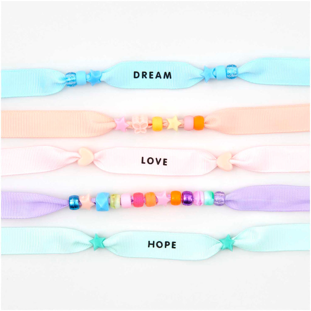 Pack de Pulseras de Cintas <br> Pastel Grosgrain Ribbon Bracelets 10 pcs