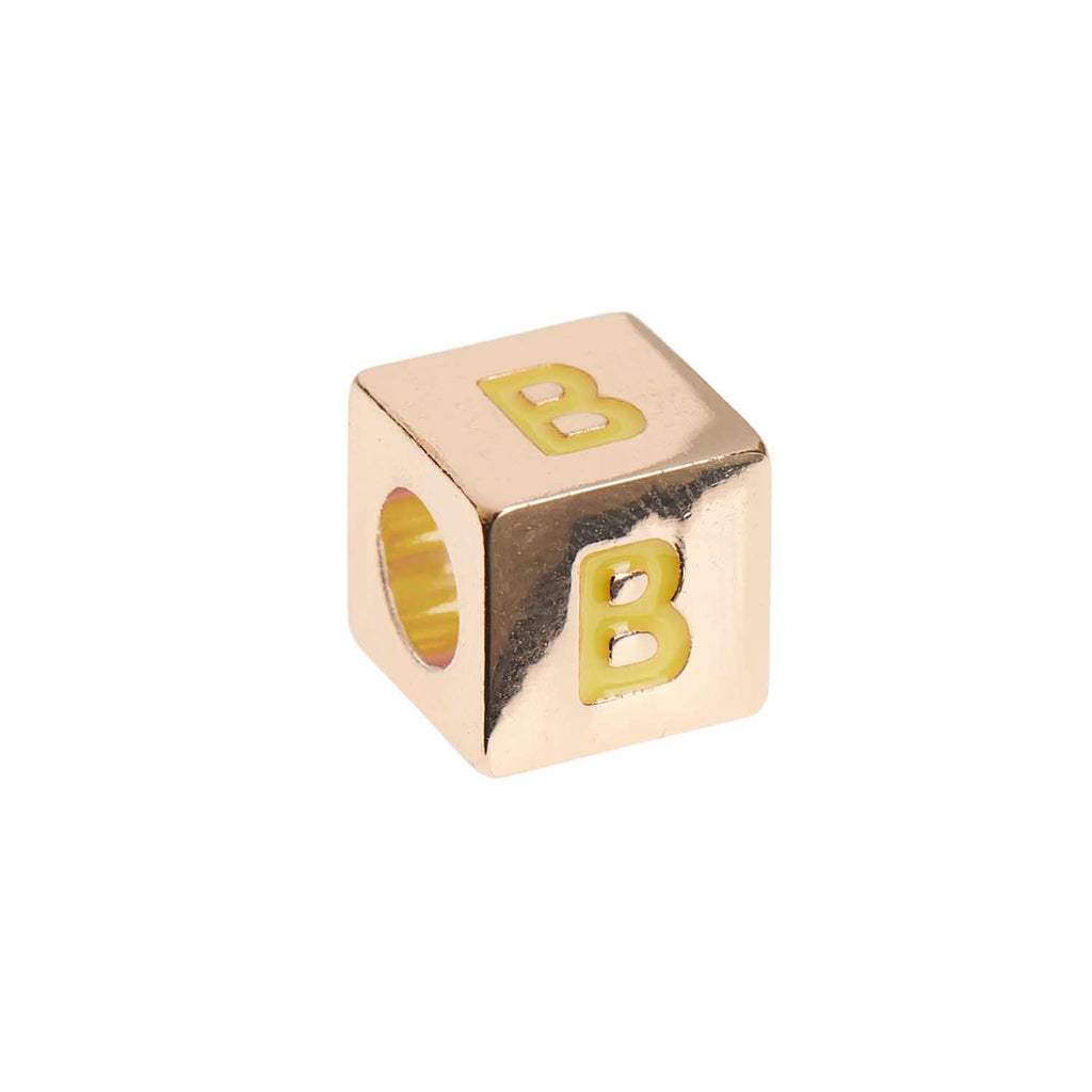 Mostacilla Ponii Beads <br> Cubes Gold (letra o símbolo a elección)