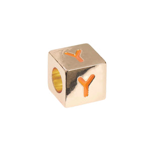 Mostacilla Ponii Beads <br> Cubes Gold (letra o símbolo a elección)